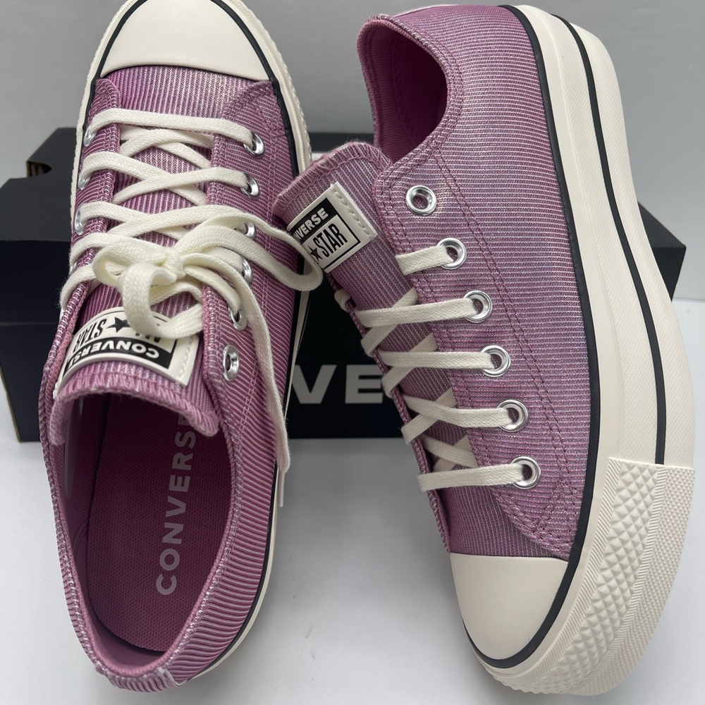 Converse WMNS Chuck Taylor All Star Lift Ox Platform Sparkle Low Top Sneakers - Picture 11 of 16